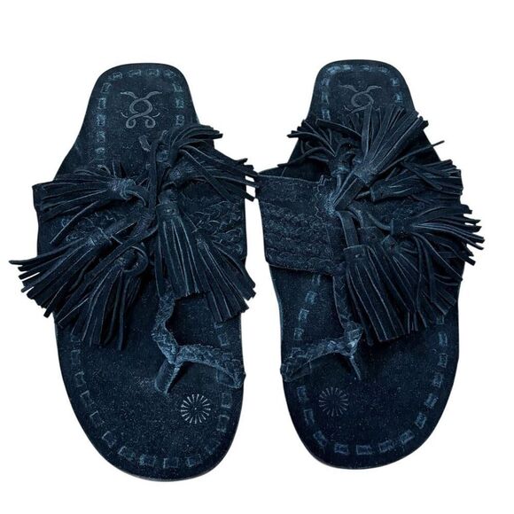 Figue Braided & Tasseled Handmade Sandal in Black NWOB Size 6 - Picture 1 of 7